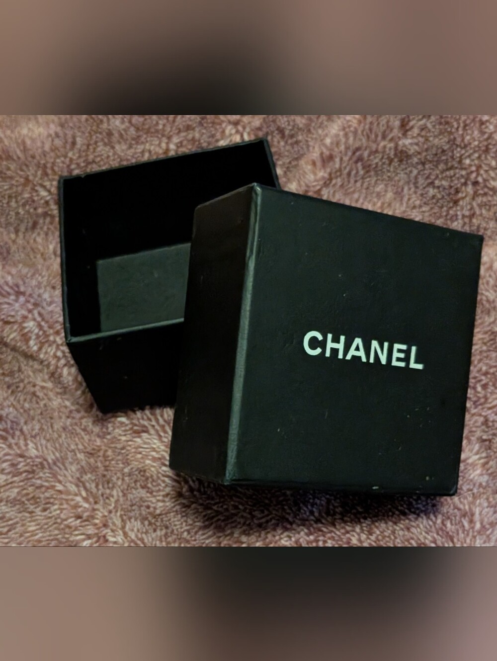 Authentic CHANEL Black Jewelry Gift Box 2.5" x 2.5" Small Earrings Rings Storage